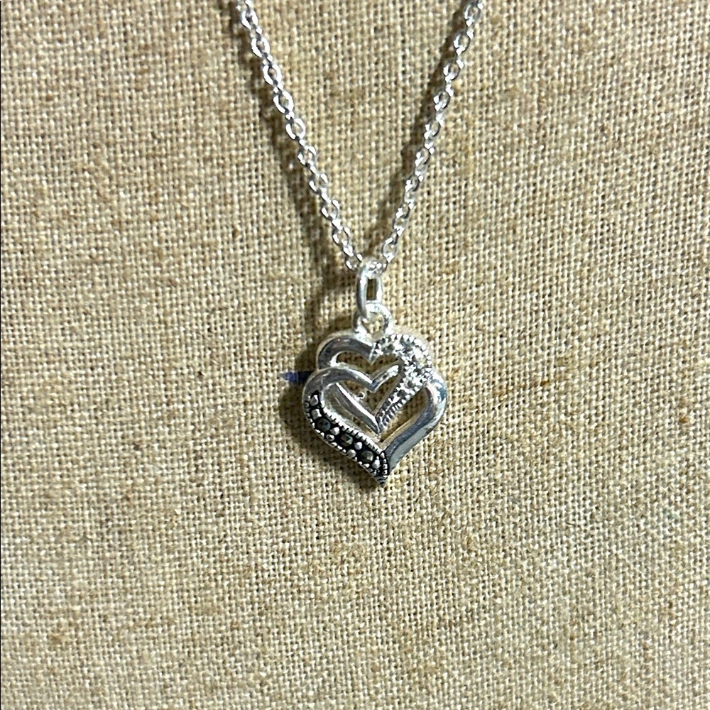 Elegant Silver‎ Heart Pendant Necklace